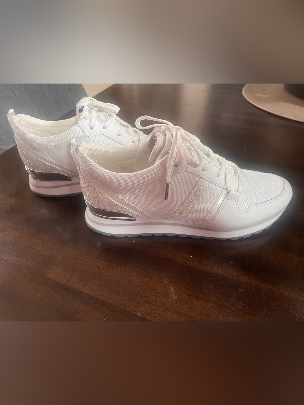 Michael Kor’s White MK with Silver  accents Sneaker - Picture 7 of 10